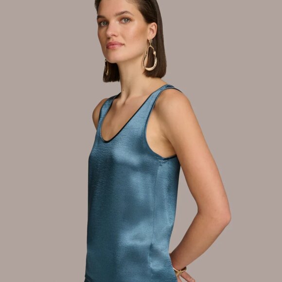 DKNY teal tank top satin size M NWT - Picture 1 of 7